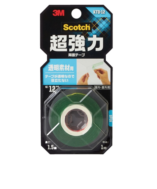 3M　超強力両面テープ　透明素材用　12×1.5M