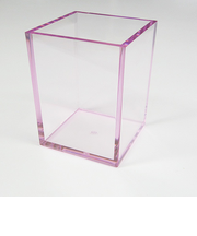 有賀　ペンスタンド　角型　クリアピンク　70×70×90×4mm