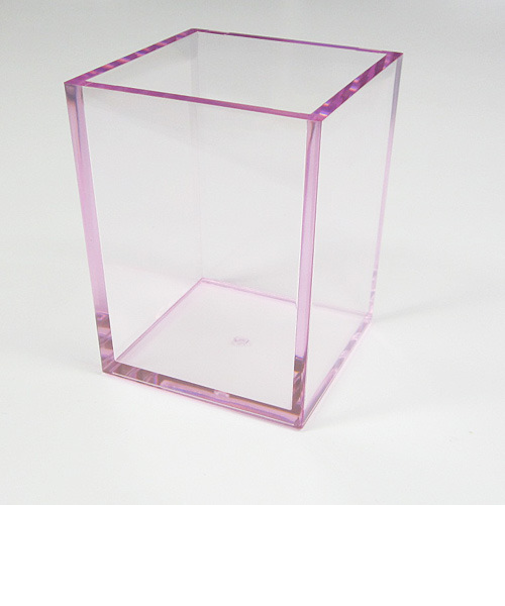 有賀　ペンスタンド　角型　クリアピンク　70×70×90×4mm