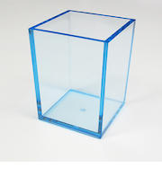 有賀　ペンスタンド　角型　クリアブルー　70×70×90×4mm