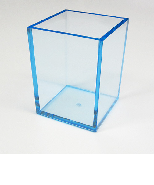 有賀　ペンスタンド　角型　クリアブルー　70×70×90×4mm