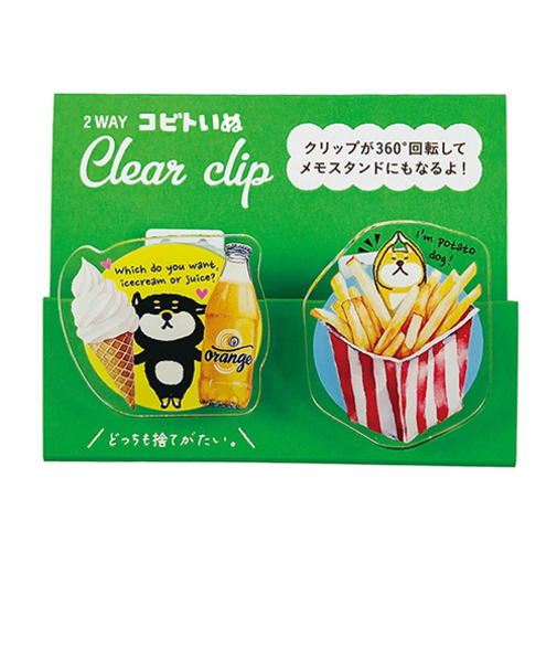 パインブック　2Wayクリアークリップ　コビトシリーズ　k502014　柴いぬ軽食