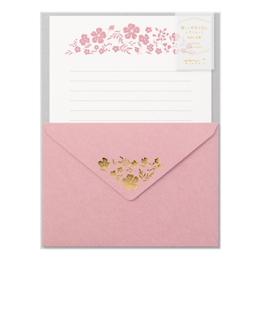 ミドリ（MIDORI）　レターセット　箔押封筒　86506006　小花柄