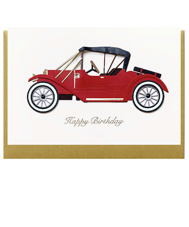 リーフワークカンパニー　バースデーカード　クラッシックカー赤