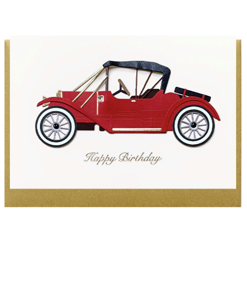 リーフワークカンパニー　バースデーカード　クラッシックカー赤