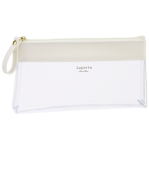 セキセイ　ラポルタ　クリアケース　クリアクリア　ペンケース　LA-6336　ホワイト