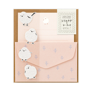 ミドリ（MIDORI）　ミニレターセット　シール付　86513006　シマエナガ柄A