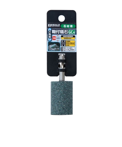 ビッグマン（BIGMAN）　六角軸付砥石　石材用　円筒　25×38mm　D－853