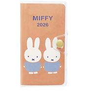 【2026年1月始まり】　クツワ　家族手帳　MIFFY　プチ　マンスリーブロック　MF919C　仲良し　日曜始まり