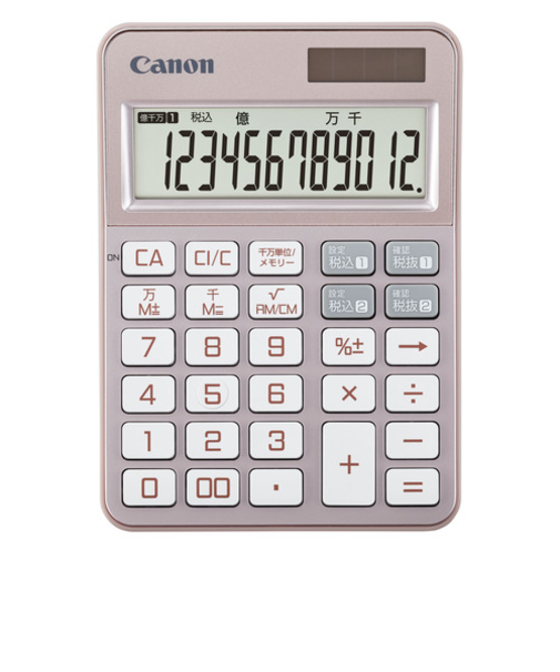 キヤノン（Canon）　カラフル電卓　ミニ卓上　12桁　KSー126WUVーPG　ピンクゴールド