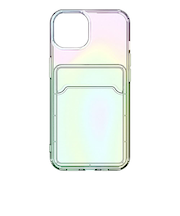 【iPhone15】　ピージーエー（PGA）　クリアポケットケース　オーロラ