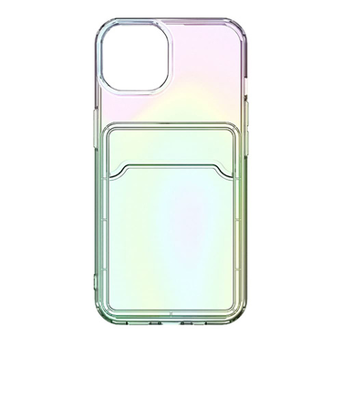 【iPhone15】　ピージーエー（PGA）　クリアポケットケース　オーロラ