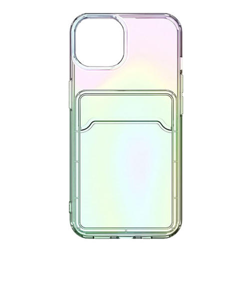 【iPhone15】　ピージーエー（PGA）　クリアポケットケース　オーロラ