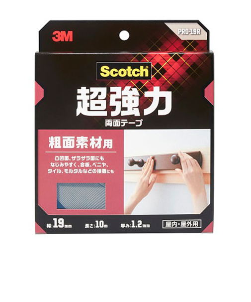 3M　スコッチ　超強力両面テープ　粗面素材用　PRO‐19R　19mm×10m