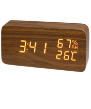 クレファー 木目調LEDデジタルクロック M IAC-5655-BR ブラウン