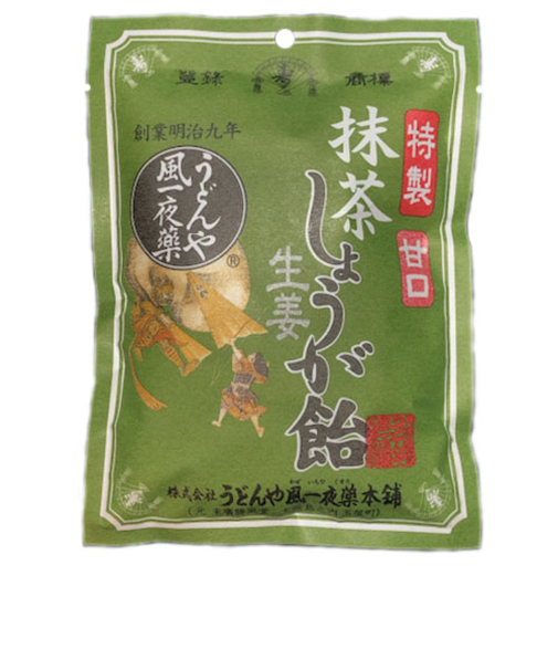うどんや風一夜薬本舗　特製　抹茶しょうが飴　甘口　小袋70g