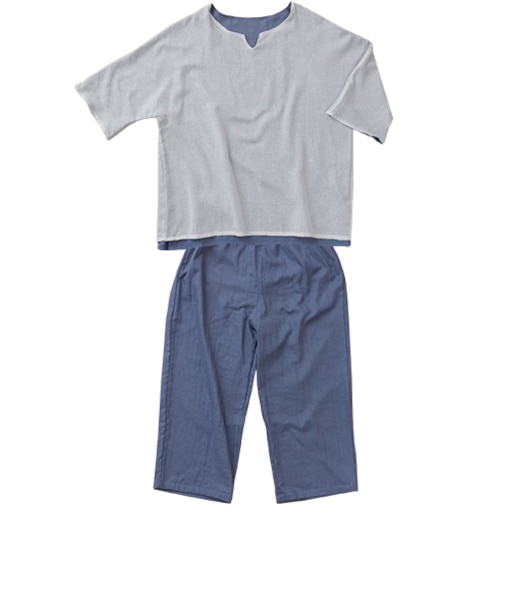 わさらふ（wasaraf）　和さらし2枚重ねガーゼパジャマ　メンズ　L　ダークブルー