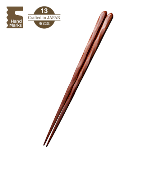 ハンズオリジナル　Hand　Marks　手になじむ先角の天然木箸　削り・紫檀　21.5cm