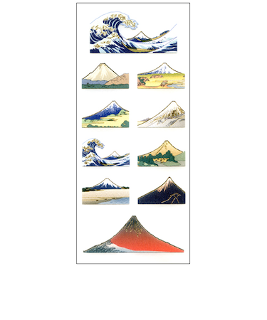 オクヤマ　和風シール　JQ332　浮世絵富士山