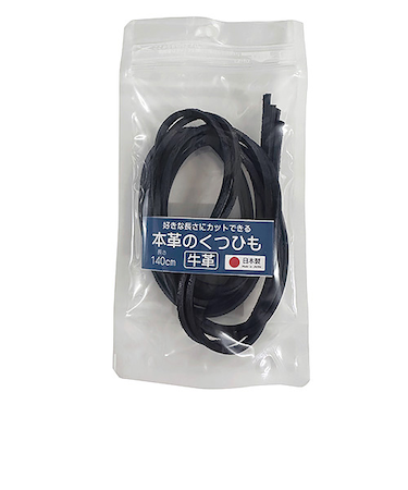 木原産業　本革のくつひも　140cm　ブラック