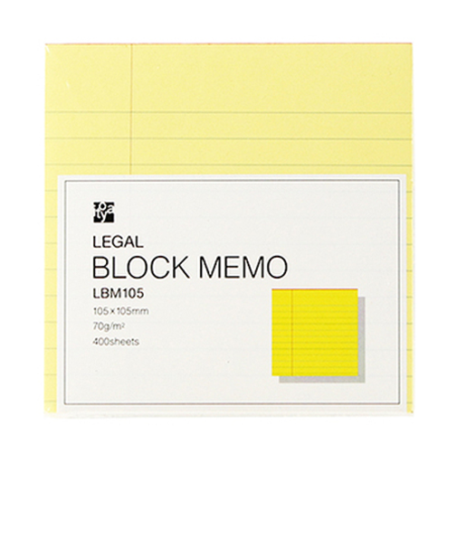 伊東屋　リーガル　ブロックメモ　LBM105　105×105　イエロー　400枚入