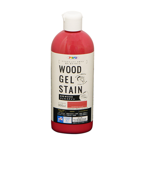 アサヒペン　水性　WOODジェルステイン　300mL　ストロベリーレッド