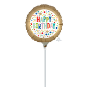 スティックバルーン　4インチゴールドサテンマスキードッツ　ANG41300