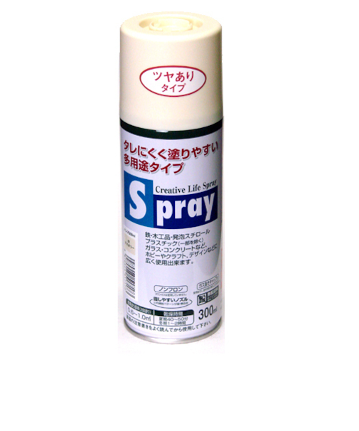 アサヒペン　スプレー　300ml　ツヤあり　アイボリー
