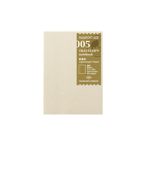 トラベラーズカンパニー　トラベラーズノート　パスポートサイズ　リフィル　無罫　軽量紙　14371006