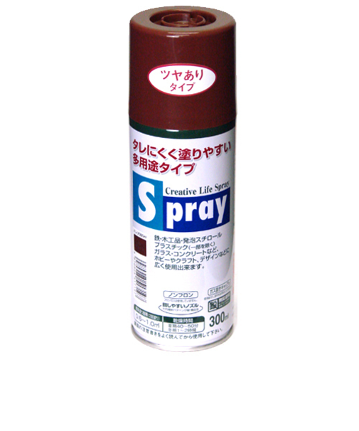 アサヒペン　スプレー　300ml　ツヤあり　ブラウン