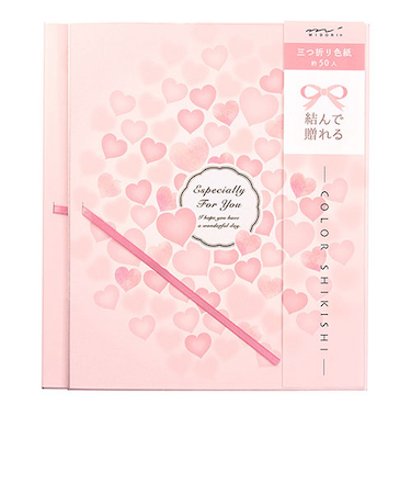 ミドリ（MIDORI）　色紙　三折り　リボン　33224006　ハート