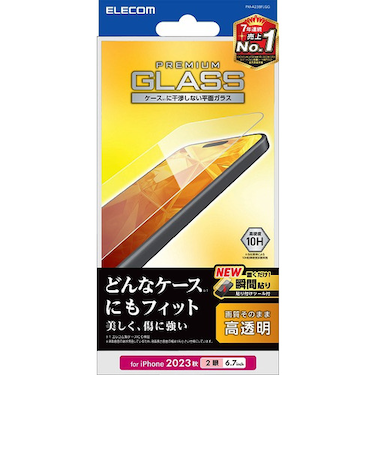 【iPhone15Plus】　エレコム（ELECOM）　ガラスフィルム　高透明　PM-A23BFLGG
