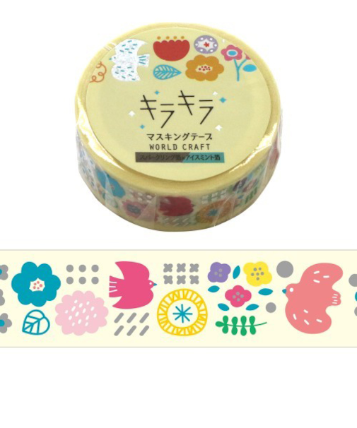 ワールドクラフト　キラキラマスキングテープ　KRMT15-033　Garden