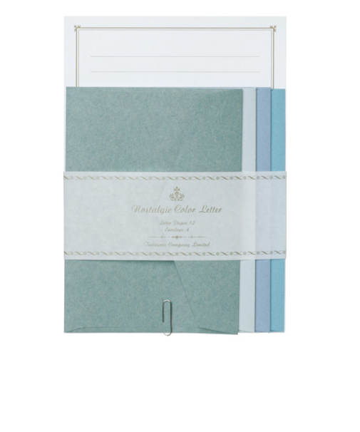 包む　レターセット　ノスタルジックカラー　0－066－0　ブルー