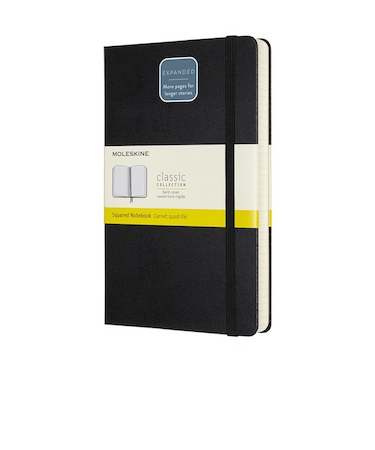 モレスキン（MOLESKINE）　クラシックノートブック　エクスパンデッド　ハードカバー　方眼　ラージサイズ　ブラック