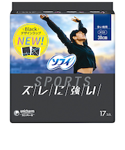 ユニ・チャーム（unicharm）　ソフィ　SPORTS　多い夜用　羽付き　30cm　17個入り　（医薬部外品）