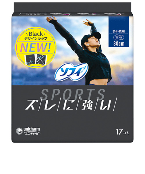 ユニ・チャーム（unicharm）　ソフィ　SPORTS　多い夜用　羽付き　30cm　17個入り　（医薬部外品）