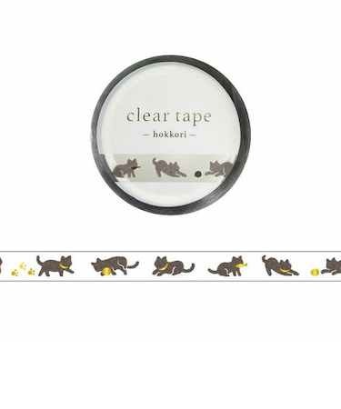 マインドウェイブ　クリアテープ　7mm幅　箔押し　95510　クロネコ
