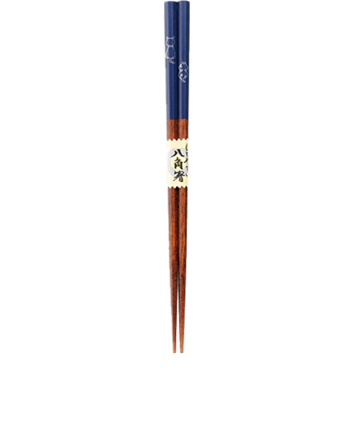 カワイ　箸　八角後ろ猫　22.5cm　紺