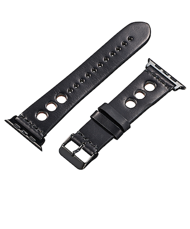 【お買い得】　ハンズオリジナル　ホーウィンレザー　クロムエクセル　アップルウォッチバンド　穴あき　44mm／42mm　ブラック