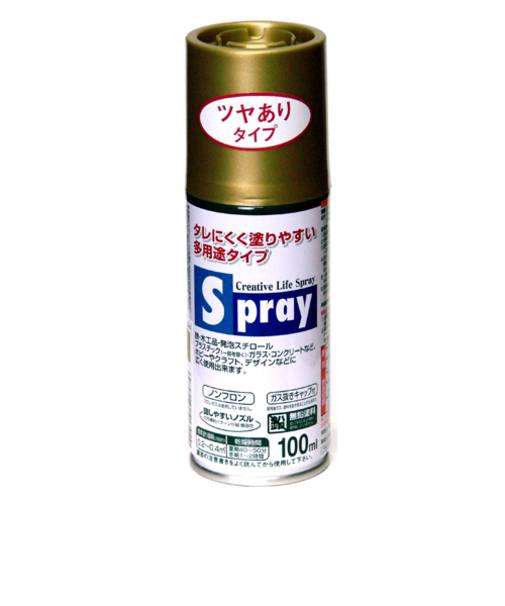 アサヒペン　スプレー　100ml　ツヤあり　ゴールド
