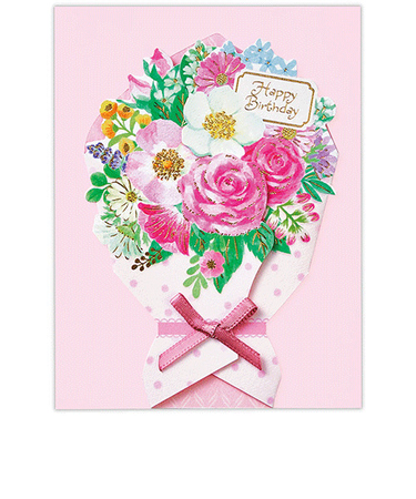ホールマーク（Hallmark）　誕生お祝い　ミニカード　ホールマークアートコレクション　840396　HACピンクローズブーケ　ミニカード