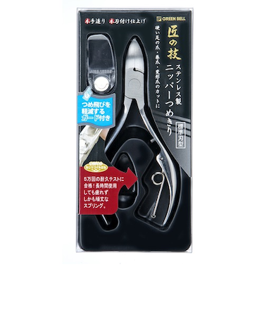 グリーンベル　匠の技　ステンレス製ニッパーつめきり　つめ飛びガード付き　G－1050