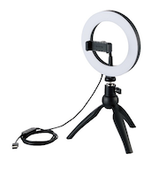 エレコム（ELECOM）　LEDリングライト　16cm　ミニ三脚付き　DE-L02BK　ブラック