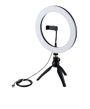 エレコム（ELECOM）　LEDリングライト　26cm　ミニ三脚付き　DE-L03BK　ブラック