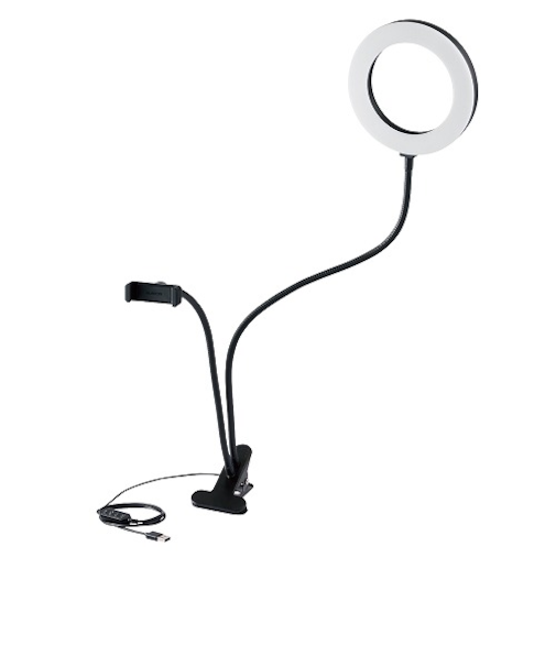 エレコム（ELECOM）　LEDリングライト　16cm　クリップスタンド付き　DE-L01BK　ブラック