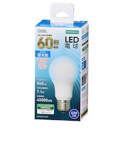 オーム電機　LED電球　E26　60形相当　昼光色　LDA7D-G　AG52