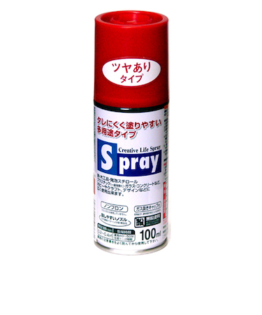 アサヒペン　スプレー　100ml　ツヤあり　ディープレッド