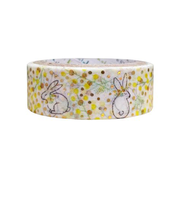 シール堂　きらぴかマスキングテープ　ks-dt-10167　ミモザとうさぎ