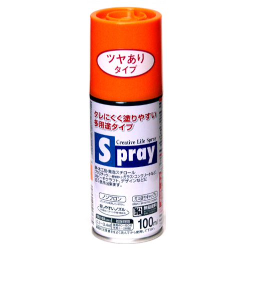 アサヒペン　スプレー　100ml　ツヤあり　オレンジ